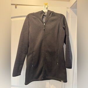 L.L. Bean extra long mid thigh length cozy Women's Black Jacket hoody, fleece